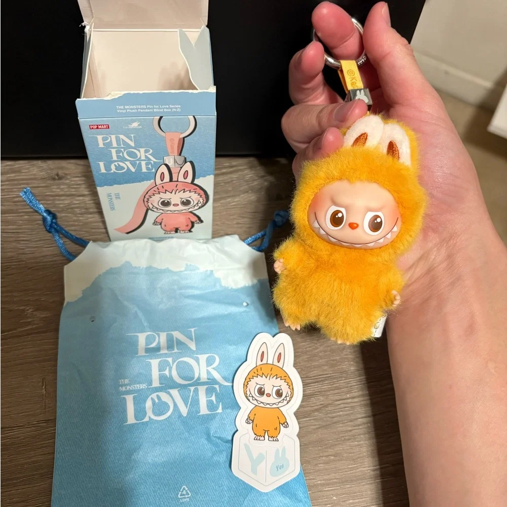 POP MART Labubu V4 The Monsters Pin For Love Alphabet Plush Pendant - Letter Y